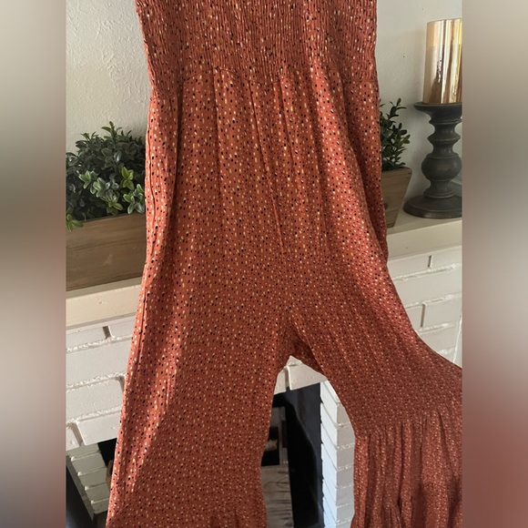 Sage romper with spaghetti straps & flare legs, size medium. - Picture 2 of 5